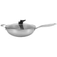 thumbnail image 2 of Fry Pan with Lid Full Screen Beehive Non‑Stick Stainless Steel Wok Kitchen Utensils, 2 of 8