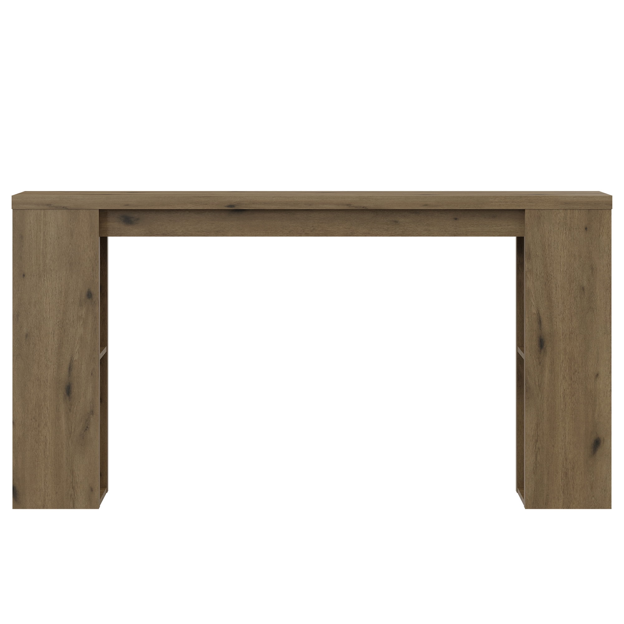 63 Inch Natural Farmhouse Console Table with Open Storage Shelves, Rectangular Wooden Entryway Sofa Table for Hallway Living Room Foyer Decor Display