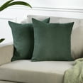 thumbnail image 1 of 3S Brother's Solid Color Cushion Cover Velvet Look Home Décor Throw Pillow Case with Invisible Zipper Set of 2 Pieces for Chair Couch Bedroom & Livingroom Décor Pillowcase - Dark Green 26"x26" Each, 1 of 9