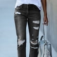 thumbnail image 3 of Pantalones con agujeros para mujer, pantalones desgastados para mujer, pantalones ajustados con dobladillo destrozado, pantalones con dobladillo destrozado, claridad notable, 3 of 9