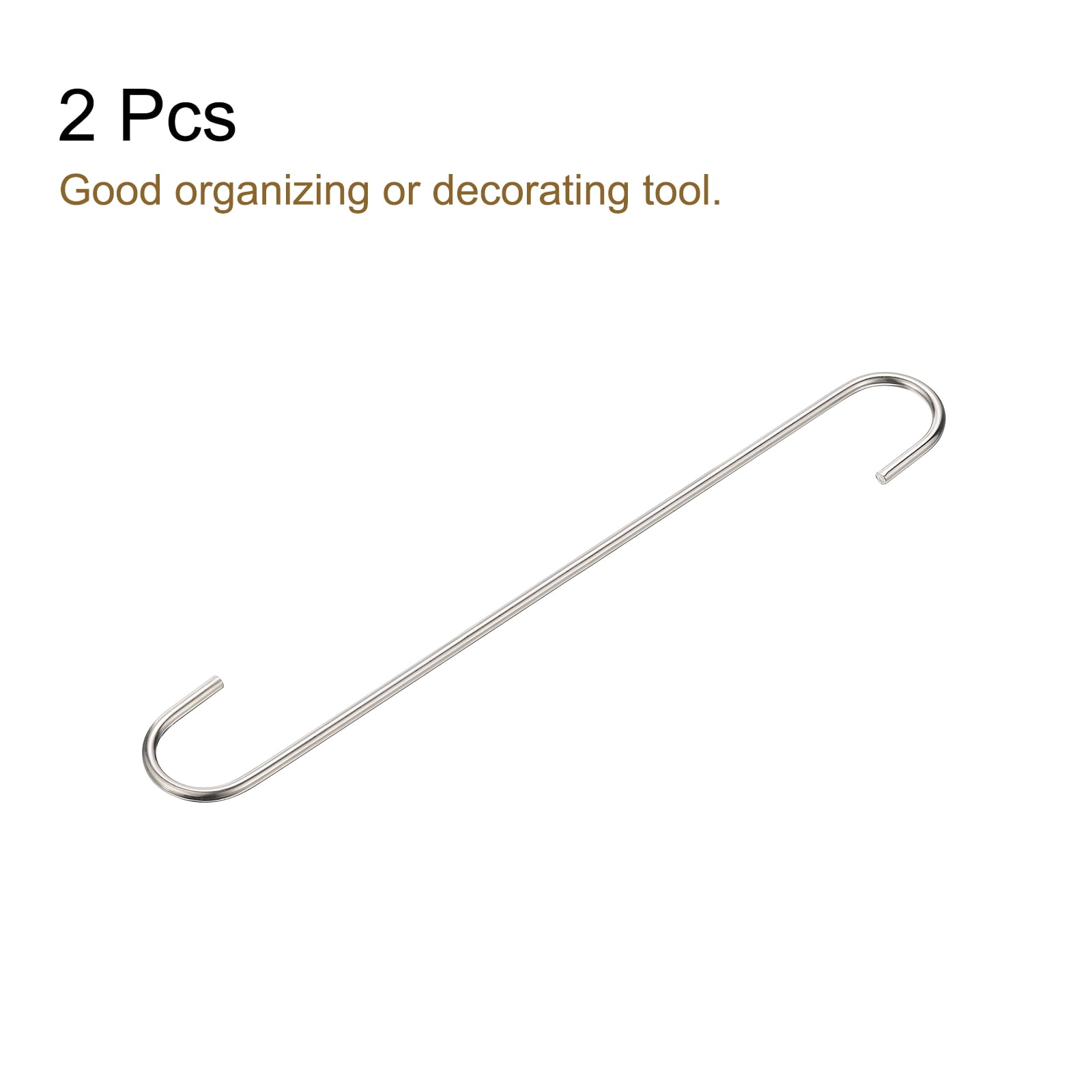 Unique Bargains S Hanging Hooks Extra Long Steel Hanger Matt Silver 12inch/300mm