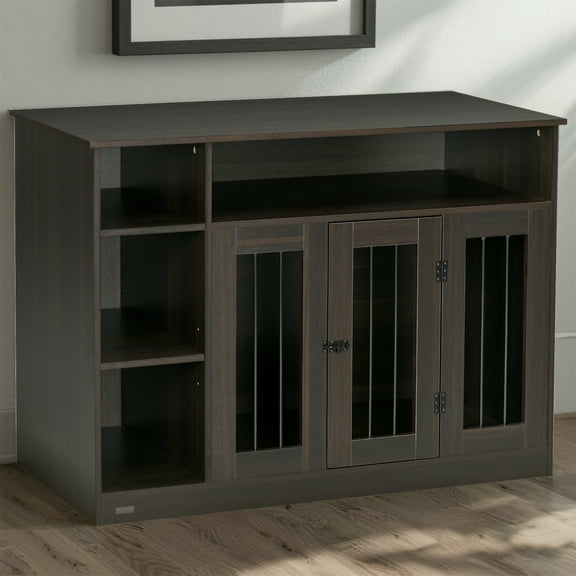 YIYADO Dog Crate Furniture, Dog Crate Tail Table with Adjustable Shelves, Indoor Pet Crate for Large Dogs, Brown