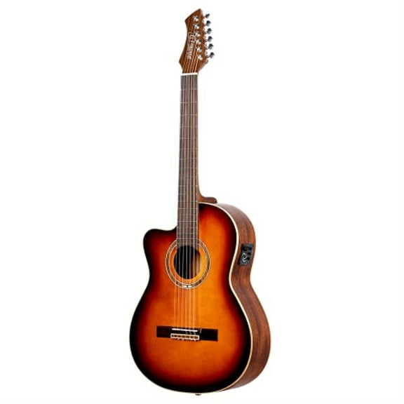 Performer Series Left-Handed Solid Top Slim Neck Acoustic-Electric Nylon Classical Guitar with Bag