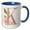 Blue/White, variant on 3drose, Monogram Initial K Pink Rose Floral on Black and White Polka Dots, 11oz Two-tone Green Mug