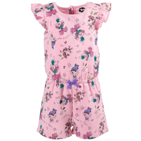DreamWorks Trolls Poppy Toddler Girls Sleeveless Romper Pink 4T