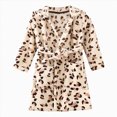 thumbnail image 4 of TOWED22 Boys Girls Robe Kids Flannel Hooded Bathrobe Sleepwear Pajamas Toddler Soft Plush Robes for Girls(Coffee,3-4 Y), 4 of 4