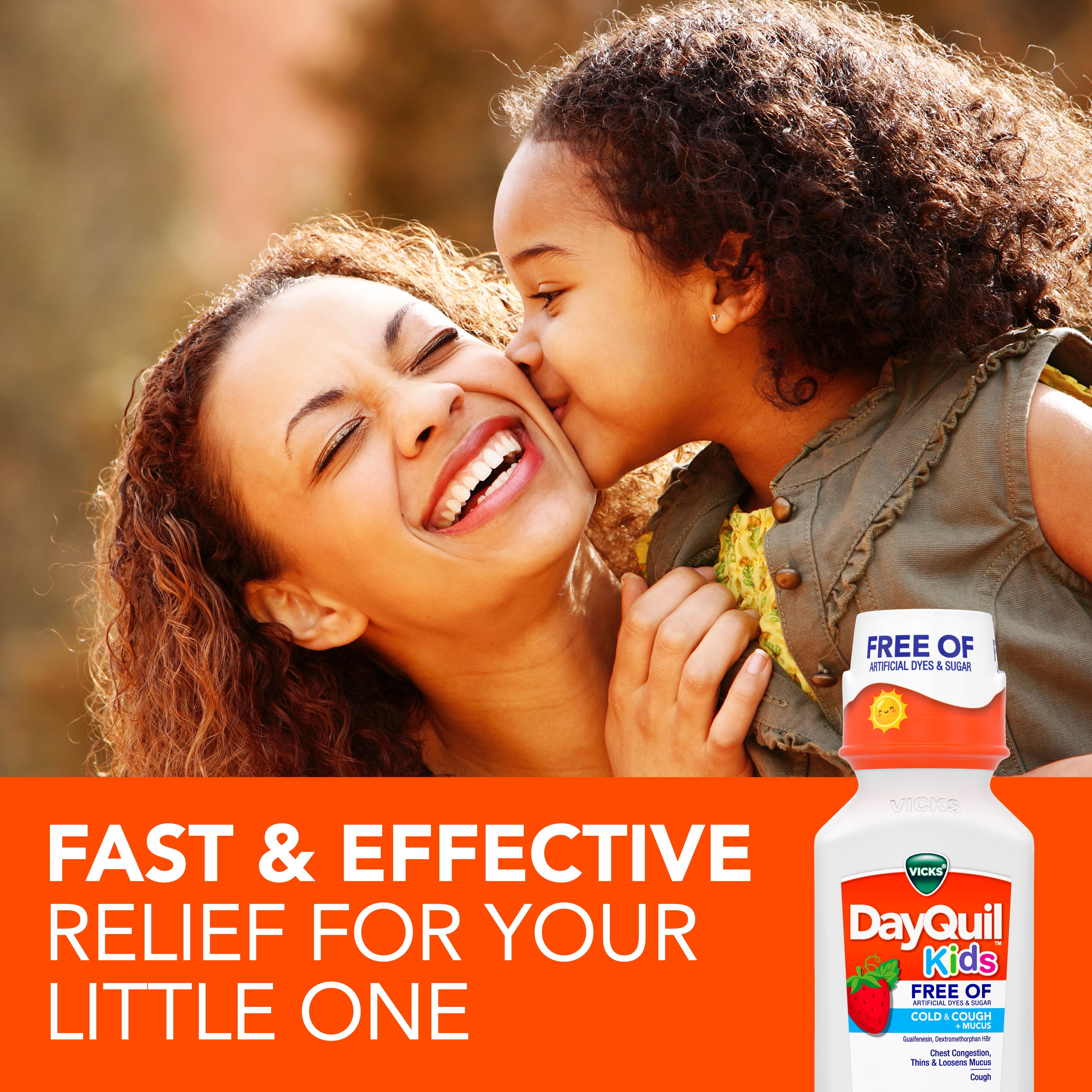 Vicks DayQuil Kids Cold Cough Syrup, Childrens Cold Medicine, No Artificial Dyes, Strawberry, 6 Fl oz
