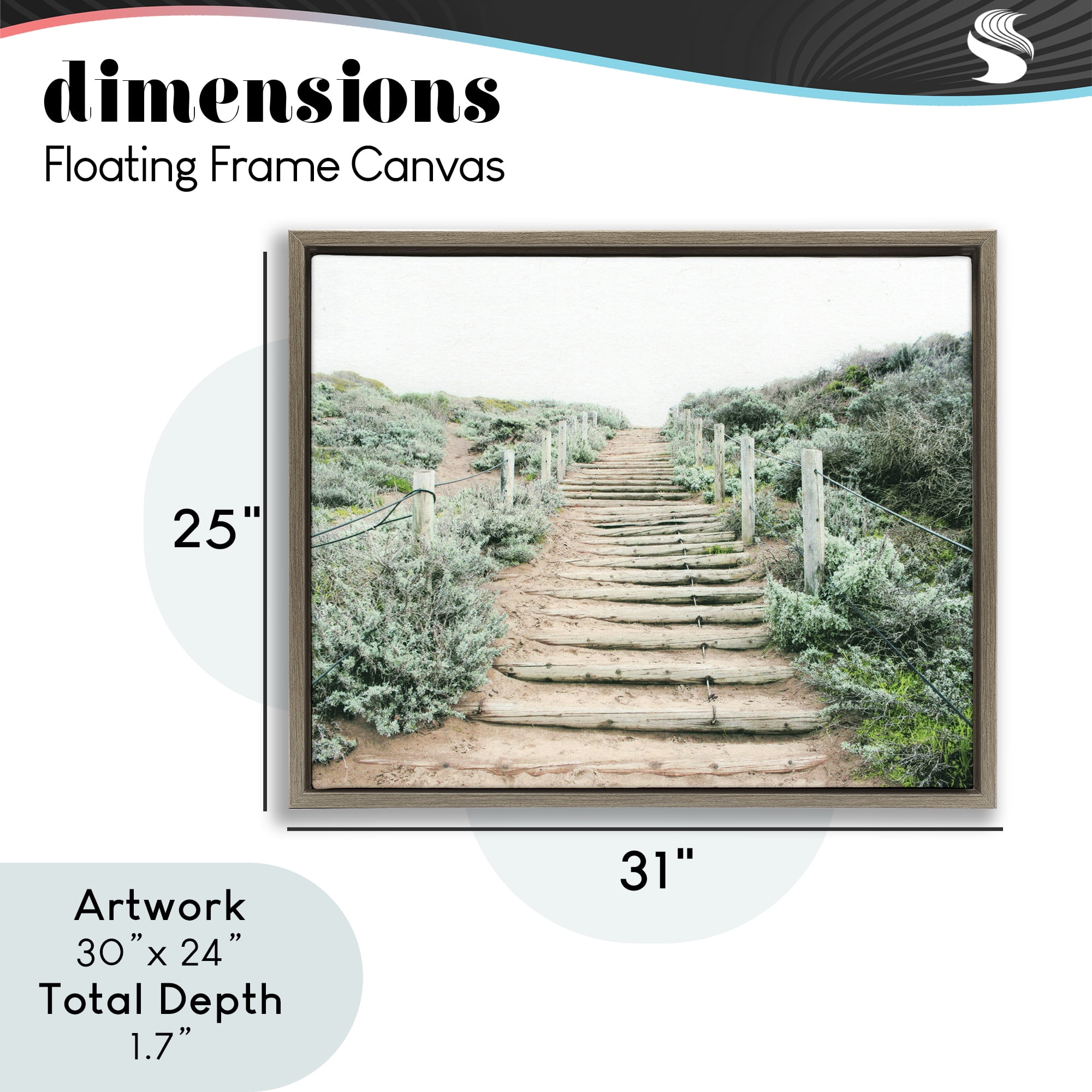 Stupell Industries Stairway To Heaven Path Brown Framed Floater Canvas Wall Art, design by Leah Noel Art