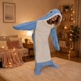 thumbnail image 3 of LEKWK Shark Blanket Hoodie Onesie Adult Funny Animal Onesie Cozy Flannel Shark Sleeping Bag Fleece Jumpsuit Pajamas Halloween Cosplay Costume, 3 of 8