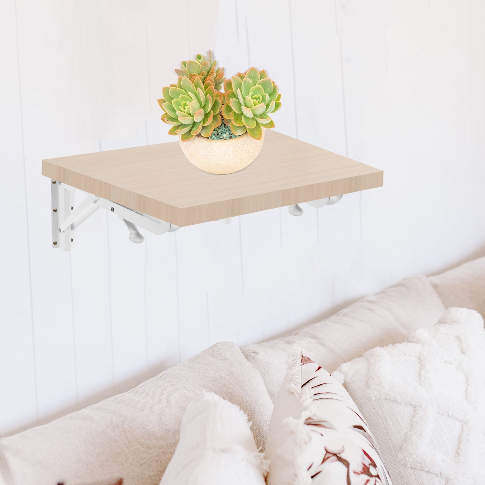 FENGGUIQU Foldable Heavy Duty Floating Shelf Brackets White Carbon Steel