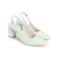 thumbnail image 3 of BLISSFUL STEP Slingback Strap Pointed Toe Sandals Colorful Chunky Heel Pumps for Women Green 7, 3 of 7