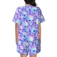 thumbnail image 6 of Balery Blue Skull Daisy Pattern Womens Pajama Sets 2 Piece Soft Short Sleeve Top and Shorts Sleepwear Round Neck Pjs Lounge Set with Pockets-Small, 6 of 7