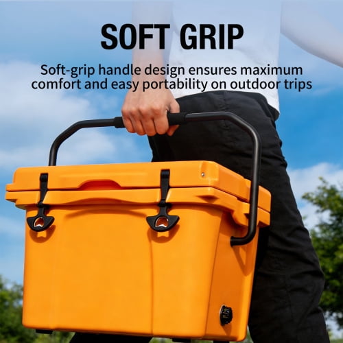 25QT Portable Hard Cooler, Insulated Ice Chest with Bottle Opener & Cup Holder, Built-in Ruler, Ideal for Travel, Beach, Camping, Fishing & Outdoor Activities