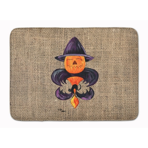 Halloween Pumpkin Bat Fleur de lis Machine Washable Memory Foam Mat