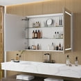 thumbnail image 4 of DeerValley  48 in. W x 32 in. H Rectangular Silver Aluminum Surface LED Light Medicine Cabinet with Mirror, Anti-Fog, Double Doors, 4 of 12