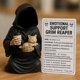 thumbnail image 2 of Emotional Support Grim Reaper, Hand-Painted Resin Gothic Grim Reaper Statue Holding Coffee & Cat with Emotional Support Card, 2 of 5