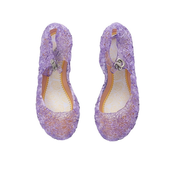 EeaseMX 1 par de hermosas sandalias de plástico color gelatina para niñas pequeñas, talla 29, color morado