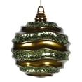thumbnail image 1 of Vickerman M1320OL 6 in. Olive Candy Glitter Wave Ornament Ball, 1 of 2