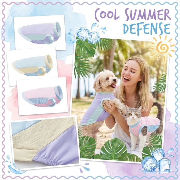 Cooling Dog Vest with UPF Sun Protection for Boredom Relief, Sleeveless Ice Silk Sunscreen Shirt for Cats Small Medium Dogs, Breathable Mesh Panel Outdoor Walking Apparel Costume
