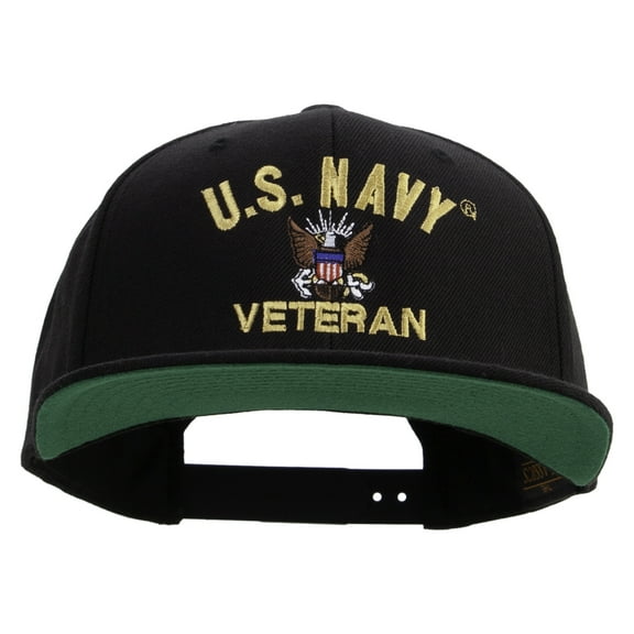 US Navy Veteran Embroidered Wool Blend Prostyle Snapback Cap - Black OSFM