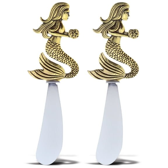 KitchaBon Gold Stainless Steel Dip & Cheese Spreader, Set of 2 - 4.75" - Mermaid