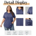 thumbnail image 5 of Cuteduck Plus Size Hoodies for Women Short Sleeve V Neck Pullover Drawstring Tops Loose Fit Casual Sweatshirts 1X-5X, 5 of 9