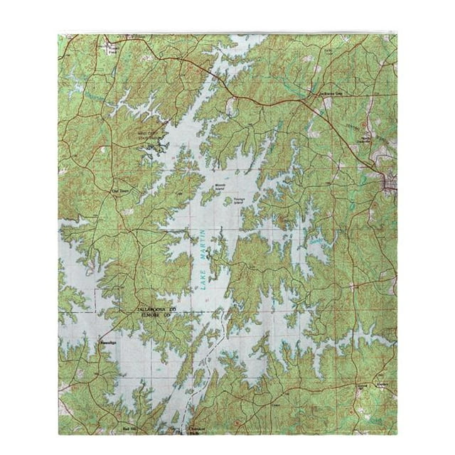 Betsy Drake BK975 50 x 60 in. Lake Martin, AL Nautical Map Fleece Throw