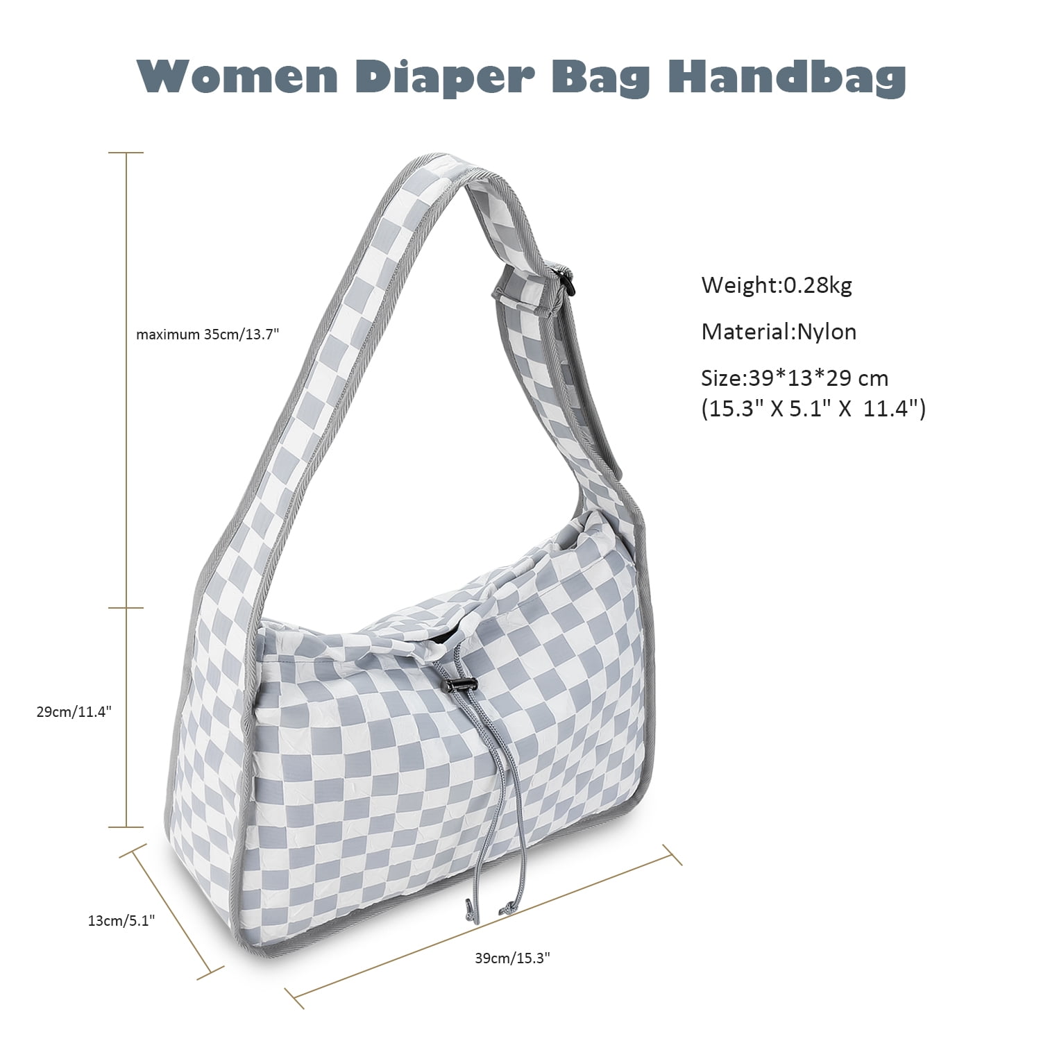 Single shoulder handheld mummy bag waterproof nylon diaper bag mother and baby travel plaid large capacity mummy bag