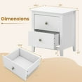 thumbnail image 3 of Gymax 2 Pcs Table de Nuit Moderne avec Rangement 2 Tiroirs et Pieds de Soutien pour Chambre Blanc, 3 of 9