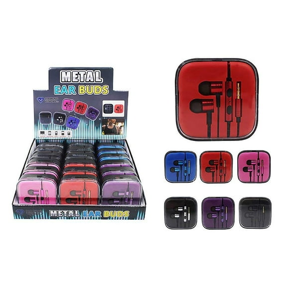 Diamond Visions 01-1894 In-The-Ear Headphones Metal Earbuds with Case in Assorted Colors