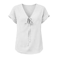 thumbnail image 6 of Lmueinov Tie Front Blouse for Women V-Neck Short Sleeve Relaxed Fit Casual Summer Shirt Soft Stretch Breathable Top, 6 of 6
