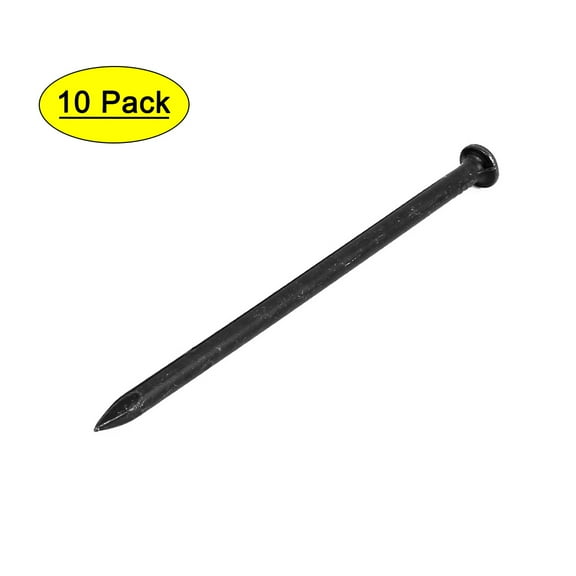 Unique Bargains 4-inch Length Carbon Steel Point Tip Wall Cement Nail Black 10Pcs