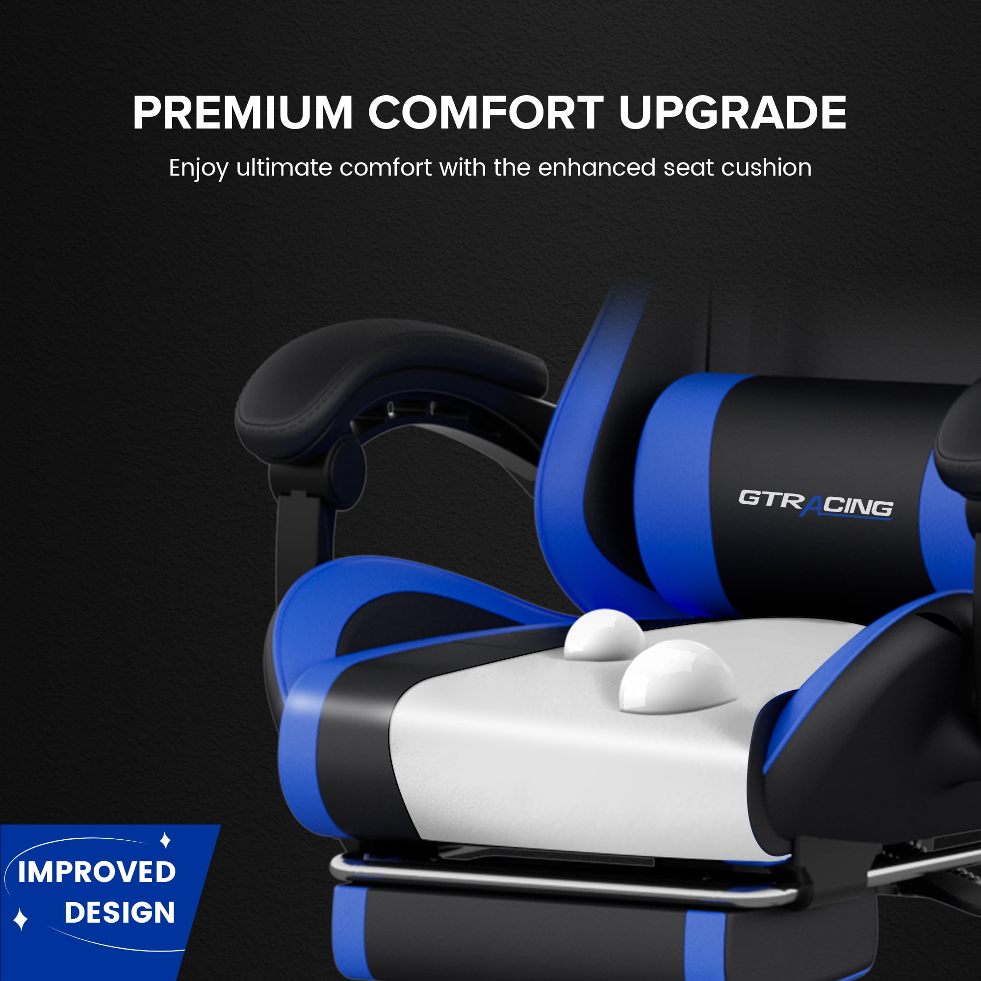 GTRACING Ergonomic GTWD-200 Gaming and Office Chair with Adjustable Pillows and Footrest, Blue