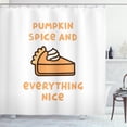 thumbnail image 1 of Pumpkin Spice Shower Curtain, Cake with Whipped Cream Funny Animated Drawing Delicious Words, Fabric Bathroom Set with Hooks, 69W X 84L Inches Extra Long, Ivory Pale Orange White, by Ambesonne, 1 of 3
