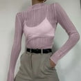thumbnail image 5 of Women'S Pleated Long Sleeve Sheer Tops Lotus Root Pink L, 5 of 7