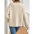 thumbnail image 3 of Womens Crew Neck Sweater Fall Winter Trendy Long Sleeve Casual Top Comfortable Daily Wear Cardigan Apricot L, 3 of 5
