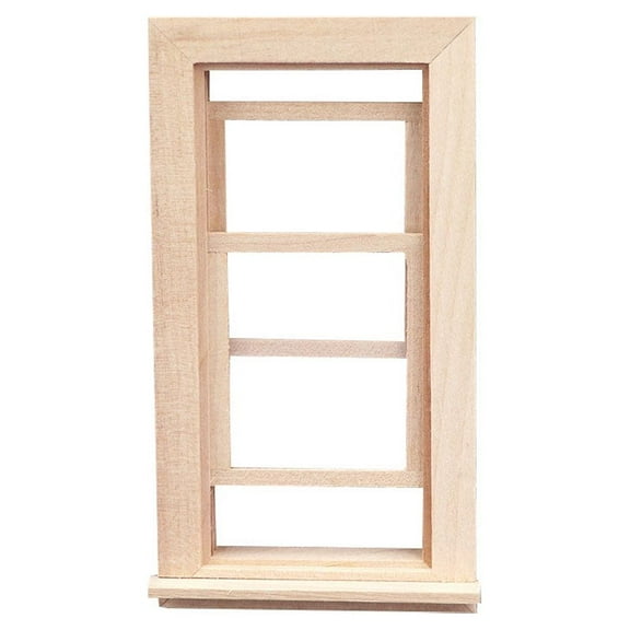 MRLESS 2pcs Miniature Dollhouse Unfinished Wooden Window 1:12 Scale Mini Wood Window Frames For Dollhouse Furniture Accessories