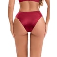 thumbnail image 3 of INSPIRE CHIC Women's Lace Mesh See Through Mid Rise Briefs Breathable Lightweight Seamless Underwear S Wine Red, 3 of 4