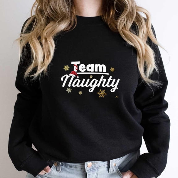 Team Naughty Funny Christmas Xmas Holiday Graphic SW8664 Unisex Sweatshirt, Up to Size 5XL