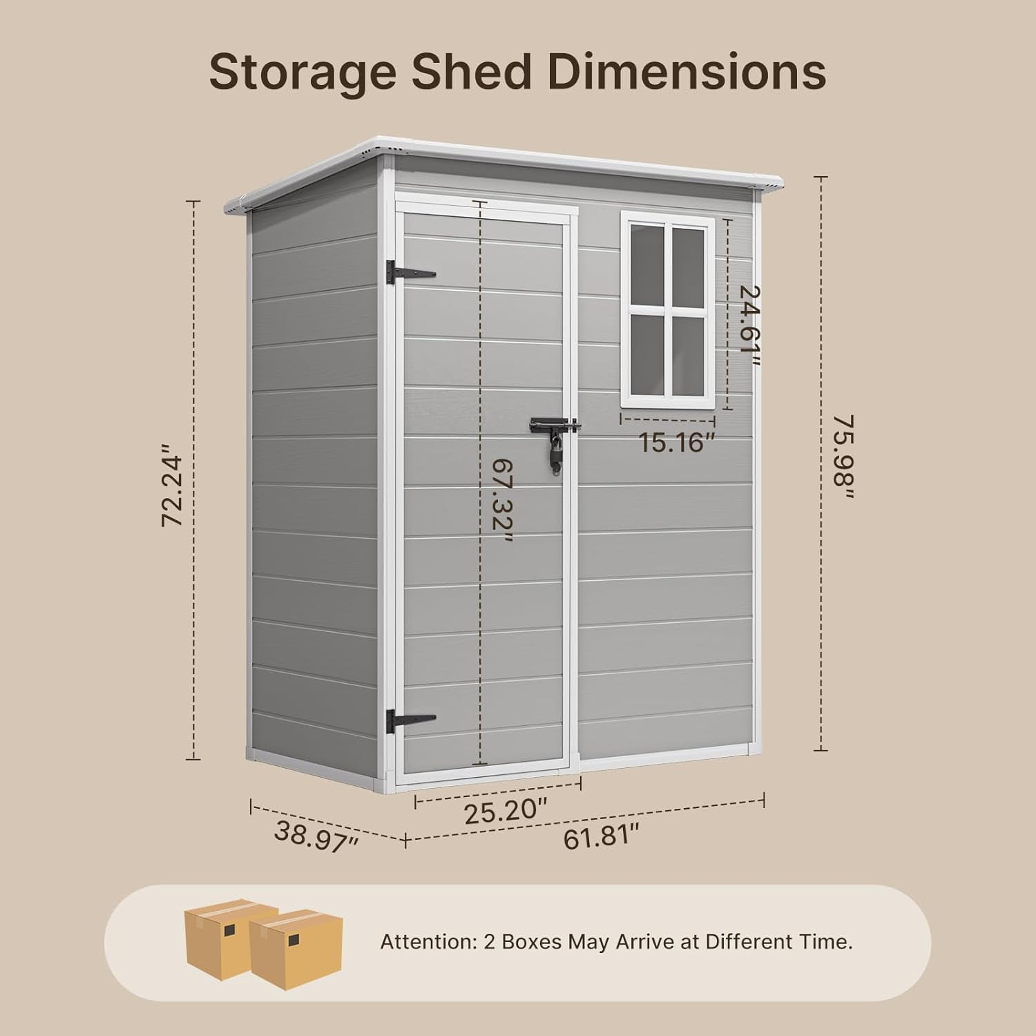 5x3 ft Outdoor Plastic Storage Shed - Lockable Doors, Weather-Resistant Storage for Patio, Lawn, and Garden - Gray