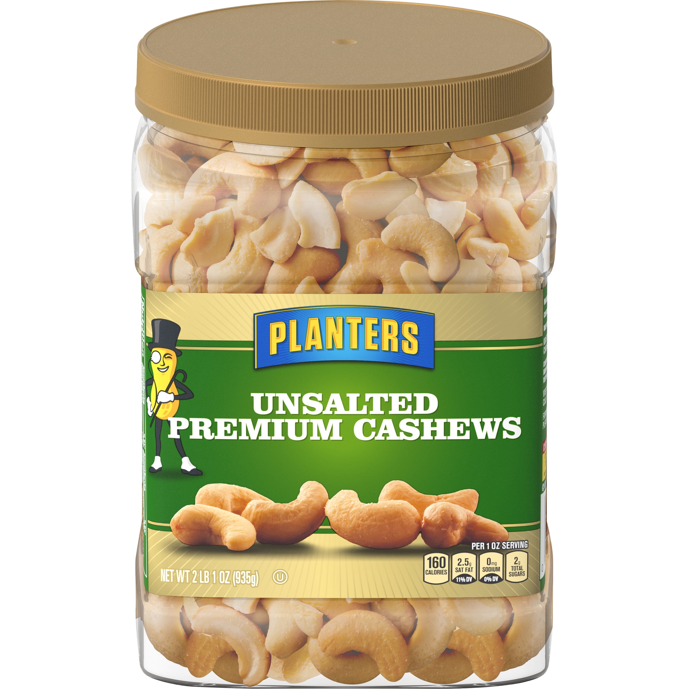 Planters Unsalted Premium Cashews, 2.06 lb Container