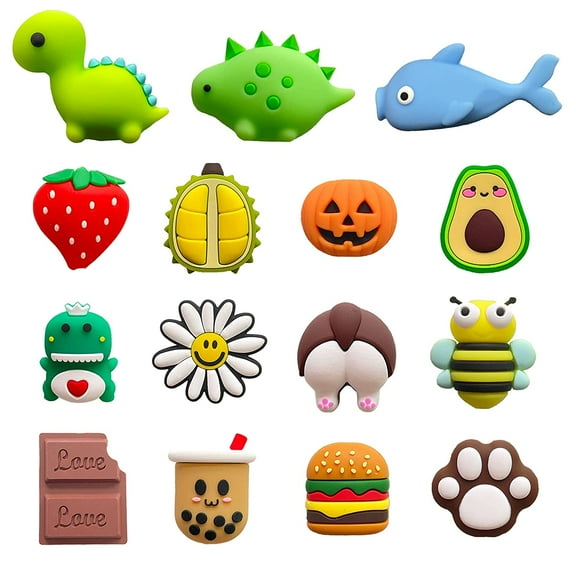 15 Pack USB Charger Protector, Cute Animal & Fruit Design, Protects & Decorates USB Cables, Compatible with Smartphones, Tablets & Computers