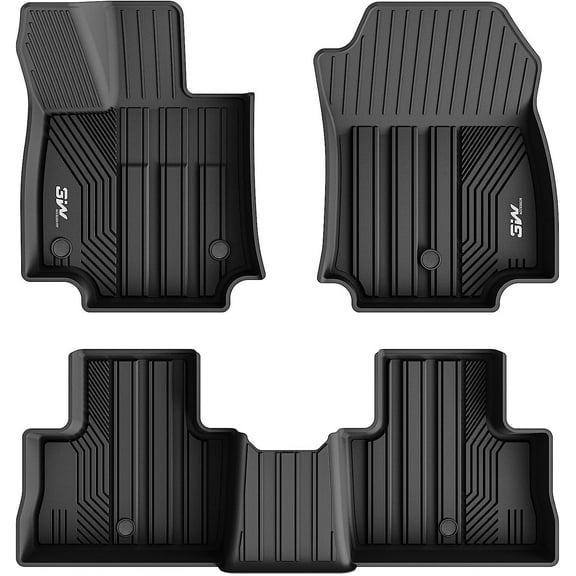 3W Floor Liners for 2019-2023 Toyota RAV4 (NO Hybrid or Prime), All Weather Custom Fit TPE Floor Mats Set, 1st and 2nd Row, Black