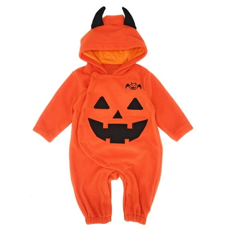 

Baby Toddler Halloween Fleece Chic Pumpkin Costume Hooded Romper (80/9-12 Months)