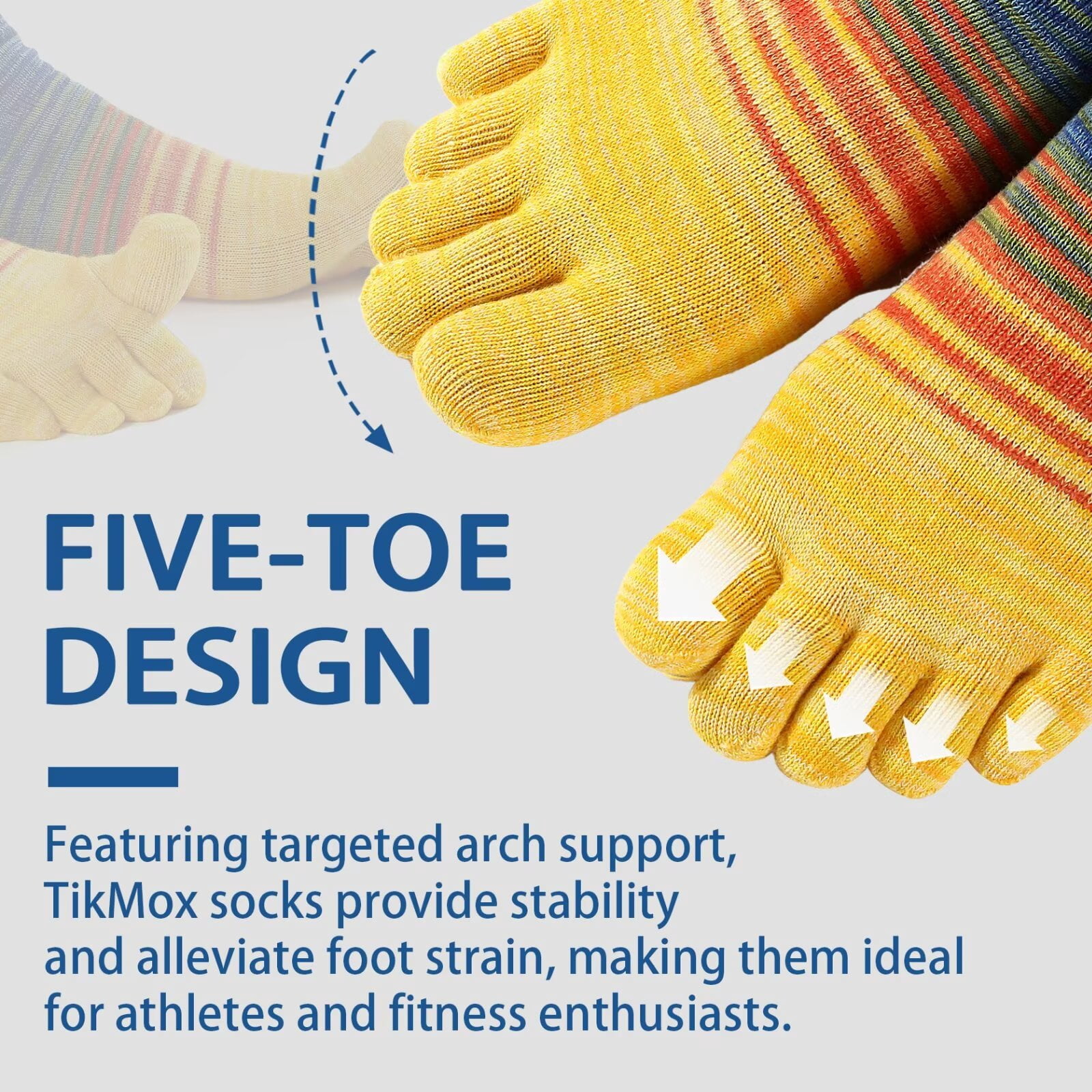 OpetHome Cotton Toe socks for women men, Walking Running Ankle five toe socks Multicolor 6 pairs Large size