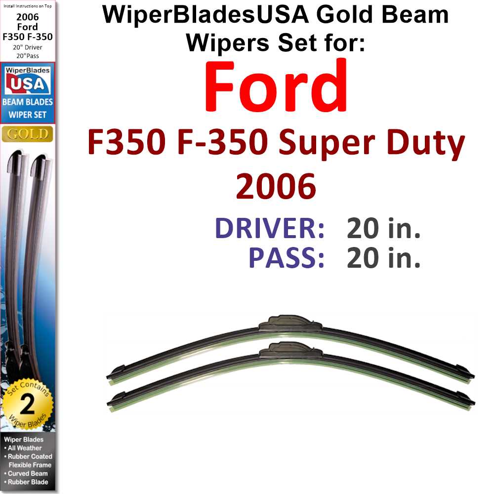2006 Ford F350 F-350 Super Duty Beam Wiper Blades Wipers WBUSA (Set of 2) 