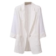thumbnail image 2 of Pitauce Womens 3/4 Sleeve Lightweight Spring Summer Blazer Jackets Business Casual Jackets Loose Casual One Button Work Suit with Pockets, 2 of 8