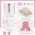 Personalized Initial Letter Makeup Bag, Preppy Glitter Letter Patch
