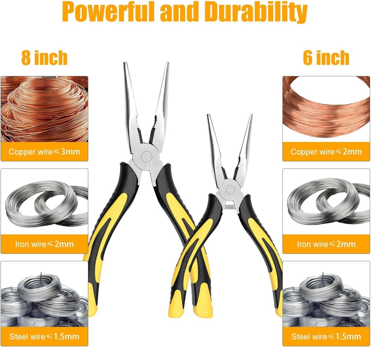 Premium Long Needle Nose Pliers, Paper Clamp Precision, High Carbon Steel, Soft Grip with Wire Cutter, Long Nose Cutting Pliers for Home, Fishing, Jewelry, Crafts