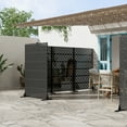 thumbnail image 3 of MAYEERTY 72 × 47in Outdoor Privacy Screen with Stand, 3 Panels Metal Balcony Decorative Screen, Black, 3 of 7